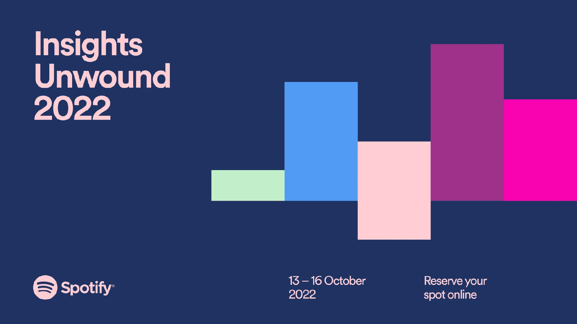 Spotify Insights Unwound 2022 event announcement with colourful blocks