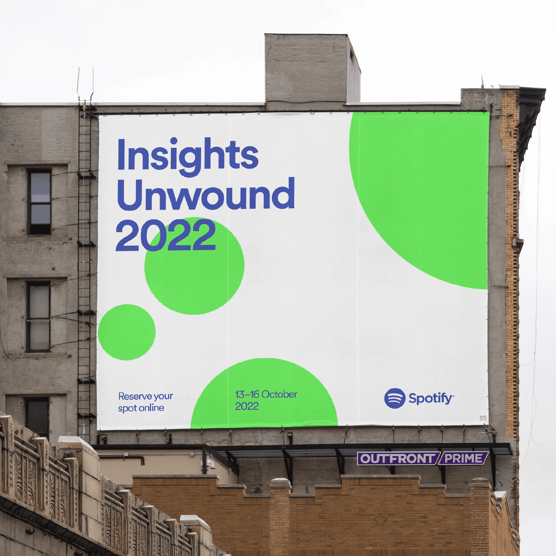 Spotify Insights Unwound 2022 poster displayed on a building