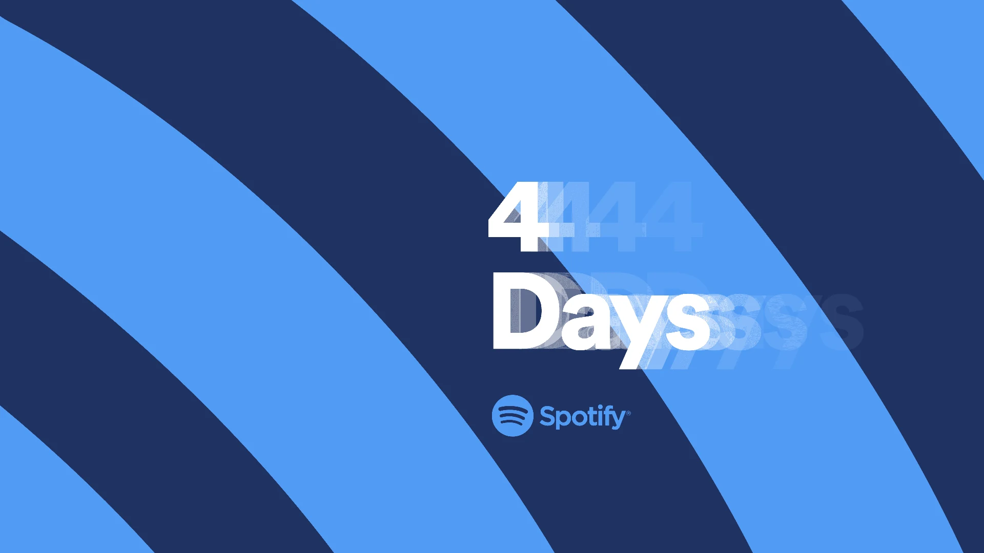 Spotify Unwound event graphic with blue shapes and 4 Days typography