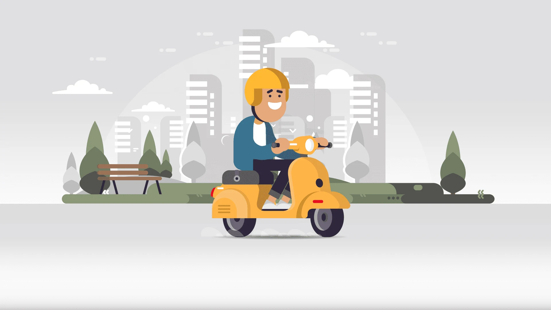 Toyota Lexus mobility animation illustration of a scooter rider in a city