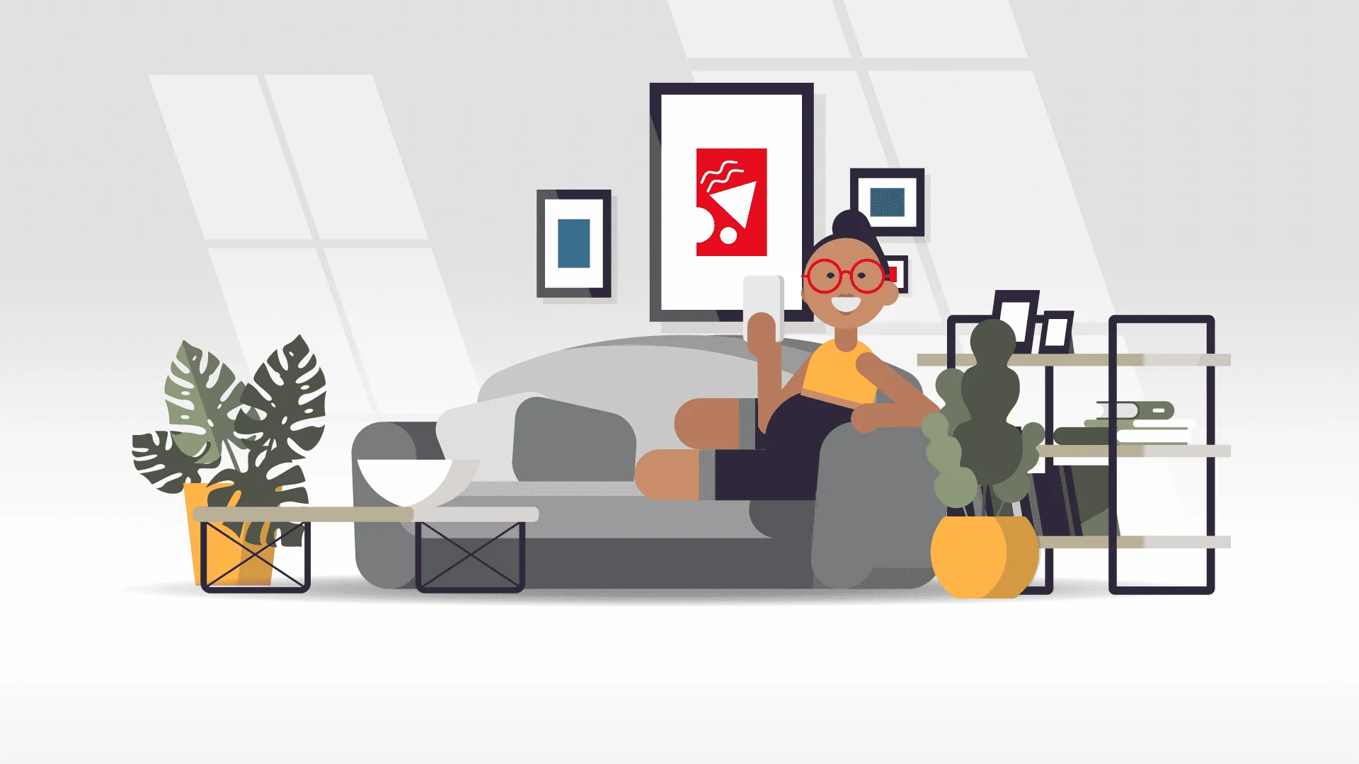 Toyota Lexus storyboard illustration of a woman in her living room